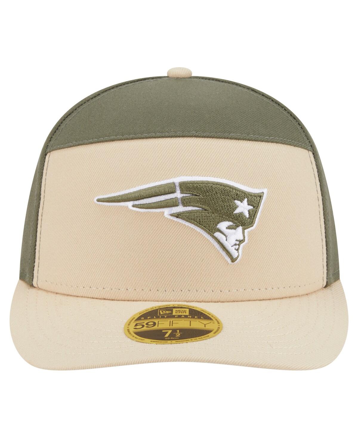 New Era Men'sâ Light Beige/olive New England Patriots Two-tone Color Pack Split Panel 59fifty Fitted Hat In Multi