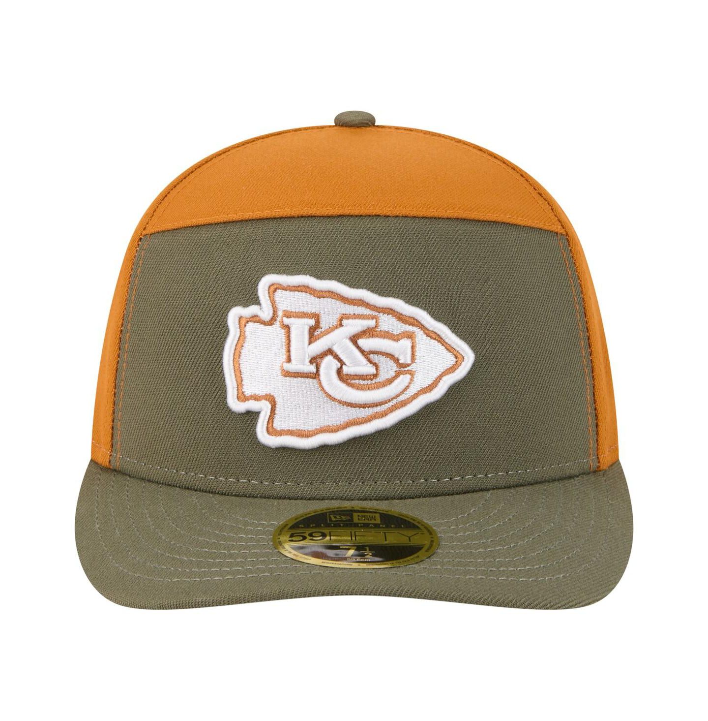 Мужские головные уборы New Era Olive/Brown Kansas City Chiefs Two-Tone Color Pack Split Panel 59FIFTY Fitted Hat — фото 5