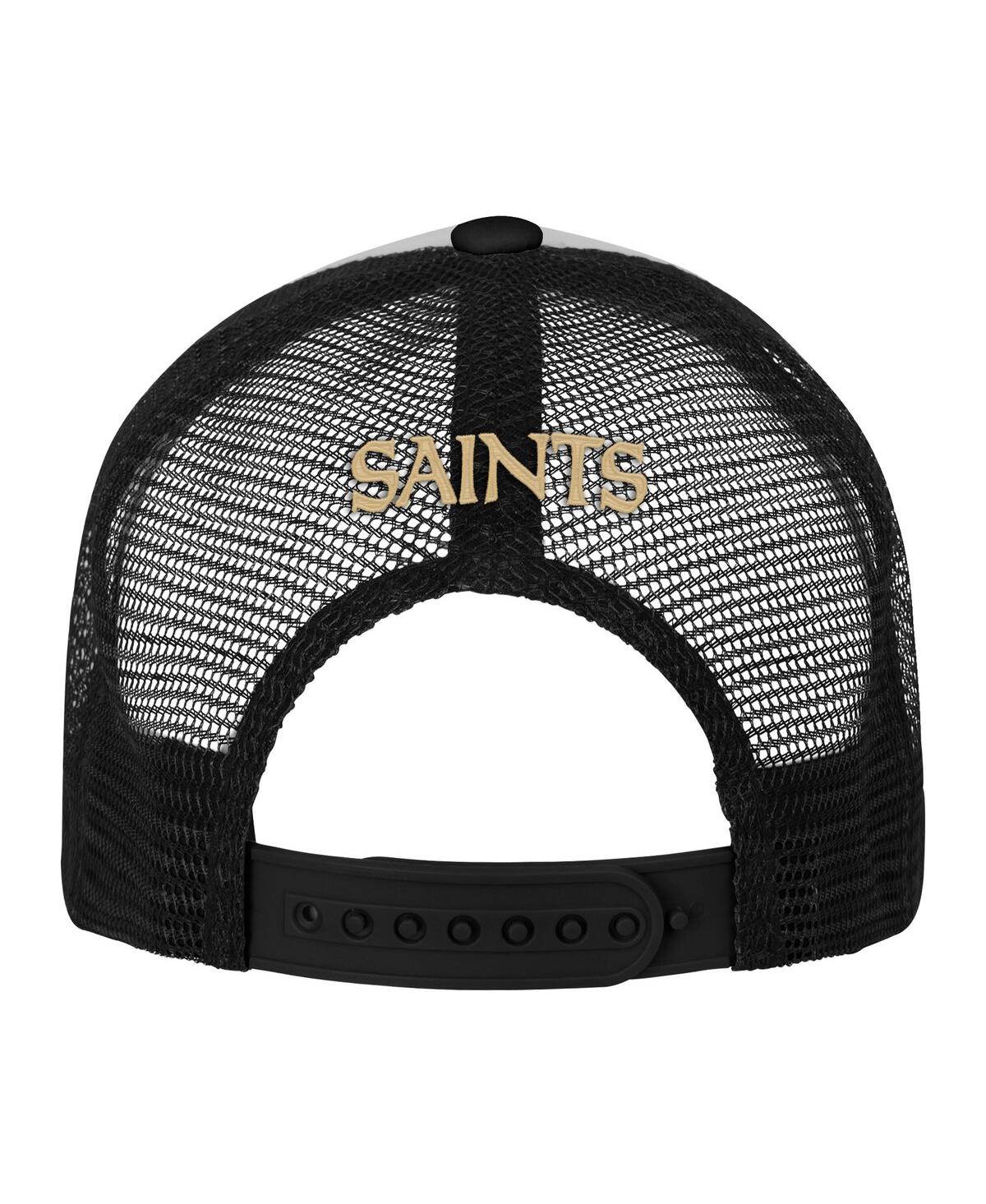 Outerstuff Big Boys And Girls White/black New Orleans Saints Essentials Trucker Adjustable Hat In Multi