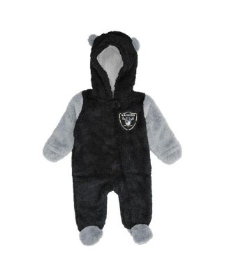 Baby Boys and Girls Black Las Vegas Raiders Stay Napping Fleece Bunting Full-Zip Sleeper