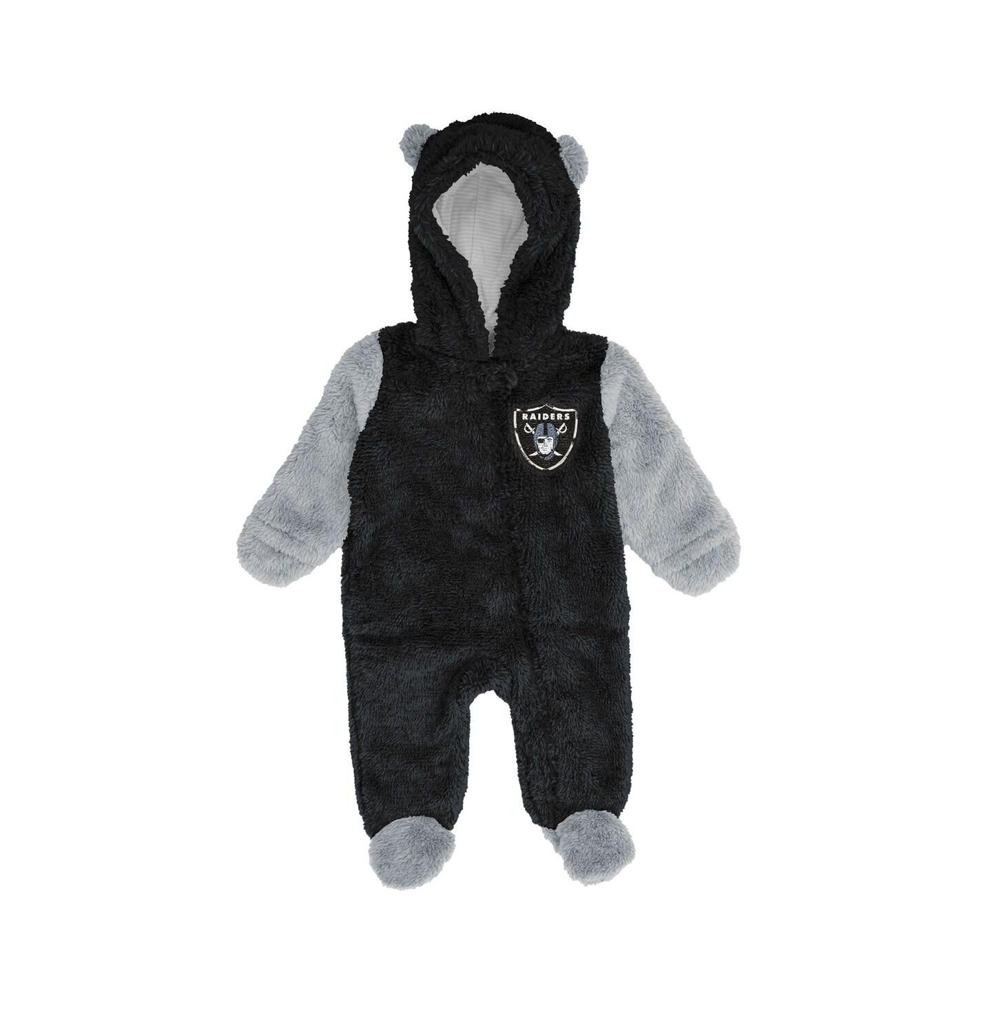 Outerstuff Baby Boys and Girls Black Las Vegas Raiders Stay Napping Fleece Bunting Full-Zip Sleeper — фото 3