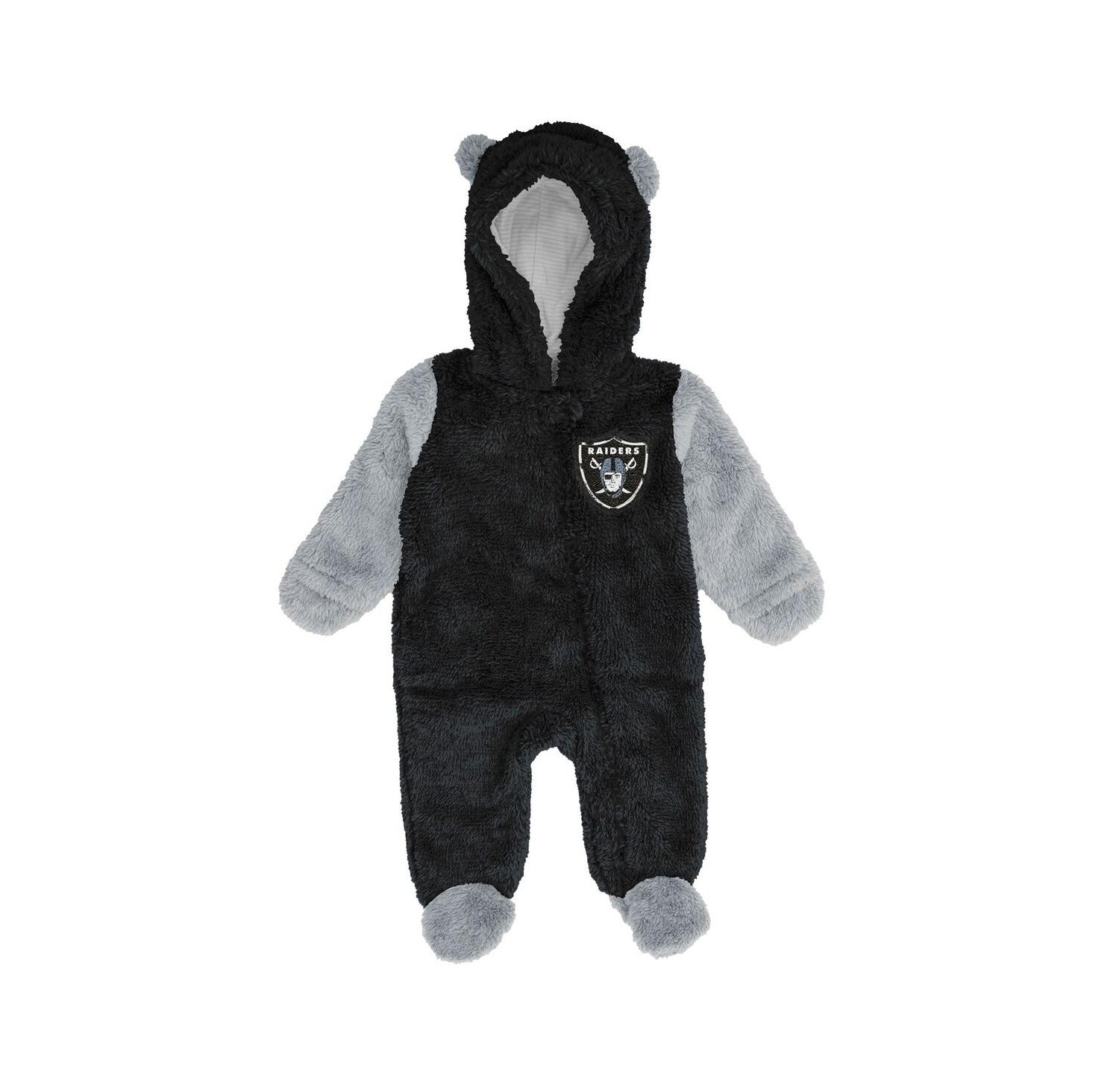 Baby Boys and Girls Black Las Vegas Raiders Stay Napping Fleece Bunting Full-Zip Sleeper