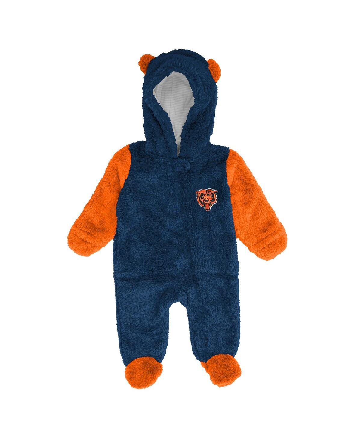 Outerstuff Baby Boys And Girls Navy Chicago Bears Stay Napping Fleece Bunting Full-zip Sleeper In Blue