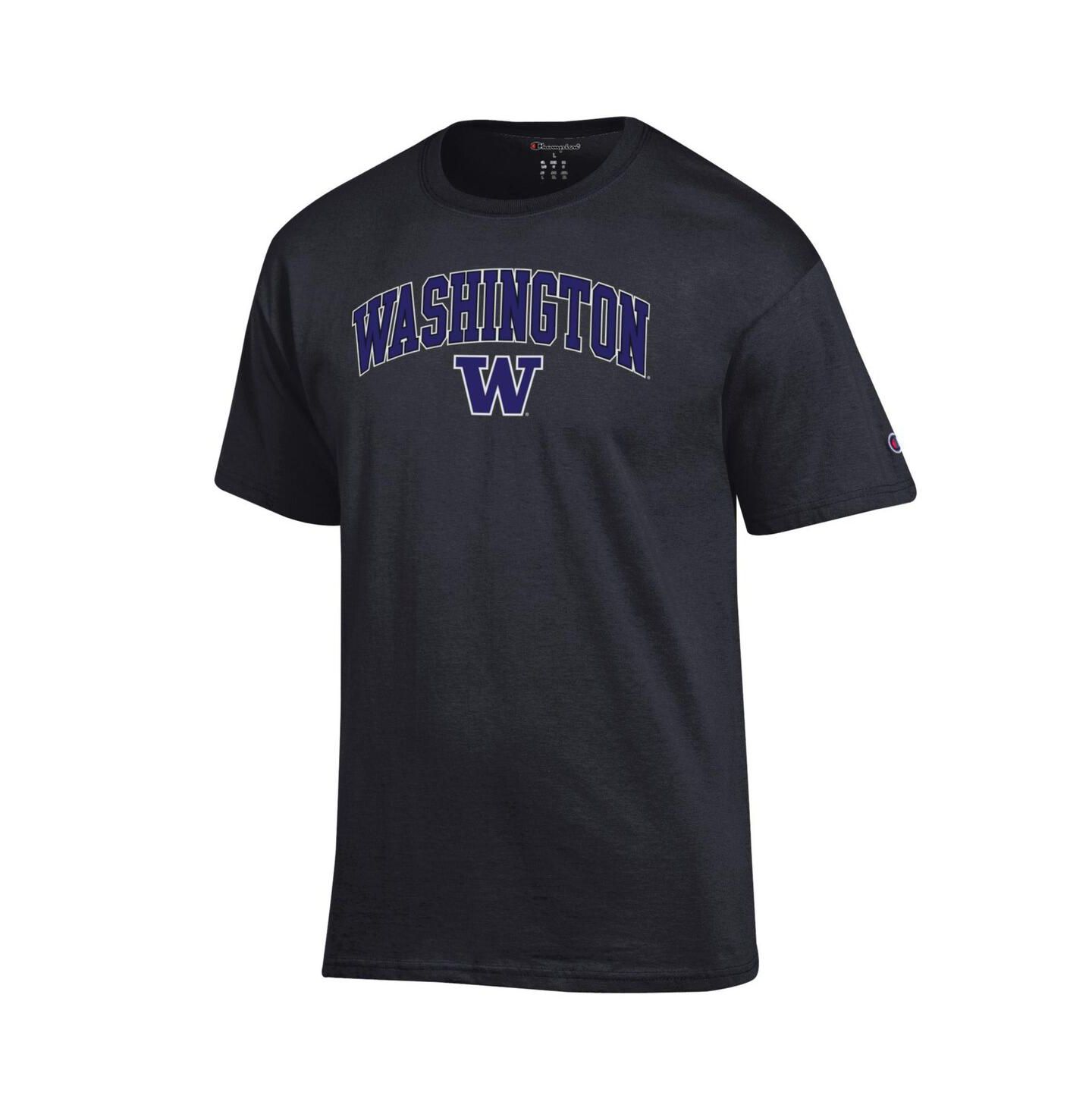 Мужская футболка Champion Purple Washington Huskies Arch Over Logo, цвет: Чёрный — фото 3