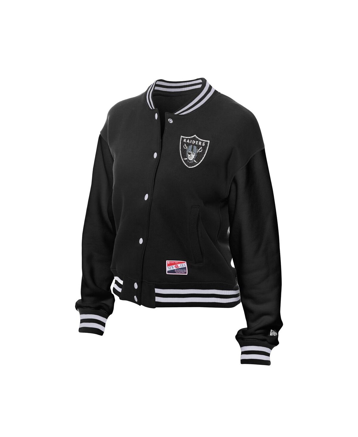New Era Women's Black Las Vegas Raiders Throwback Fleece Full-snap Jacket In Black
