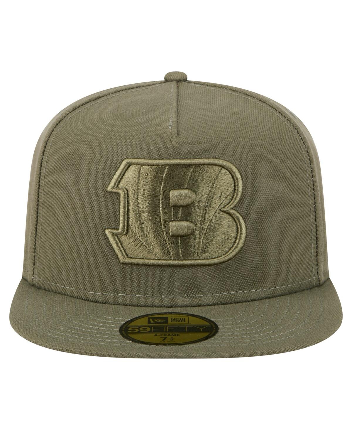 New Era Men's Olive Cincinnati Bengals Color Pack A-Frame 59FIFTY Fitted Hat