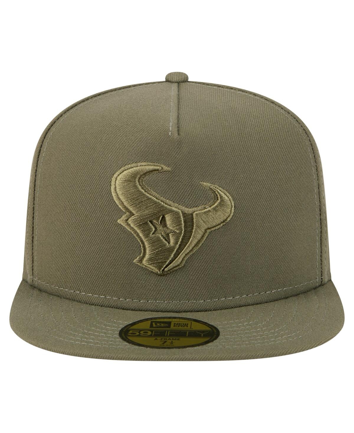 New Era Men'sâ Olive Houston Texans Color Pack A-frame 59fifty Fitted Hat In Green