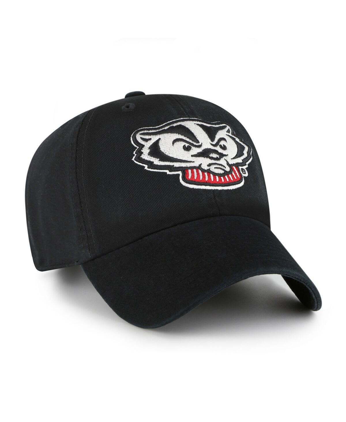 47 Brand Big Boys And Girls Black Wisconsin Badgers Clean Up Adjustable Hat In Black