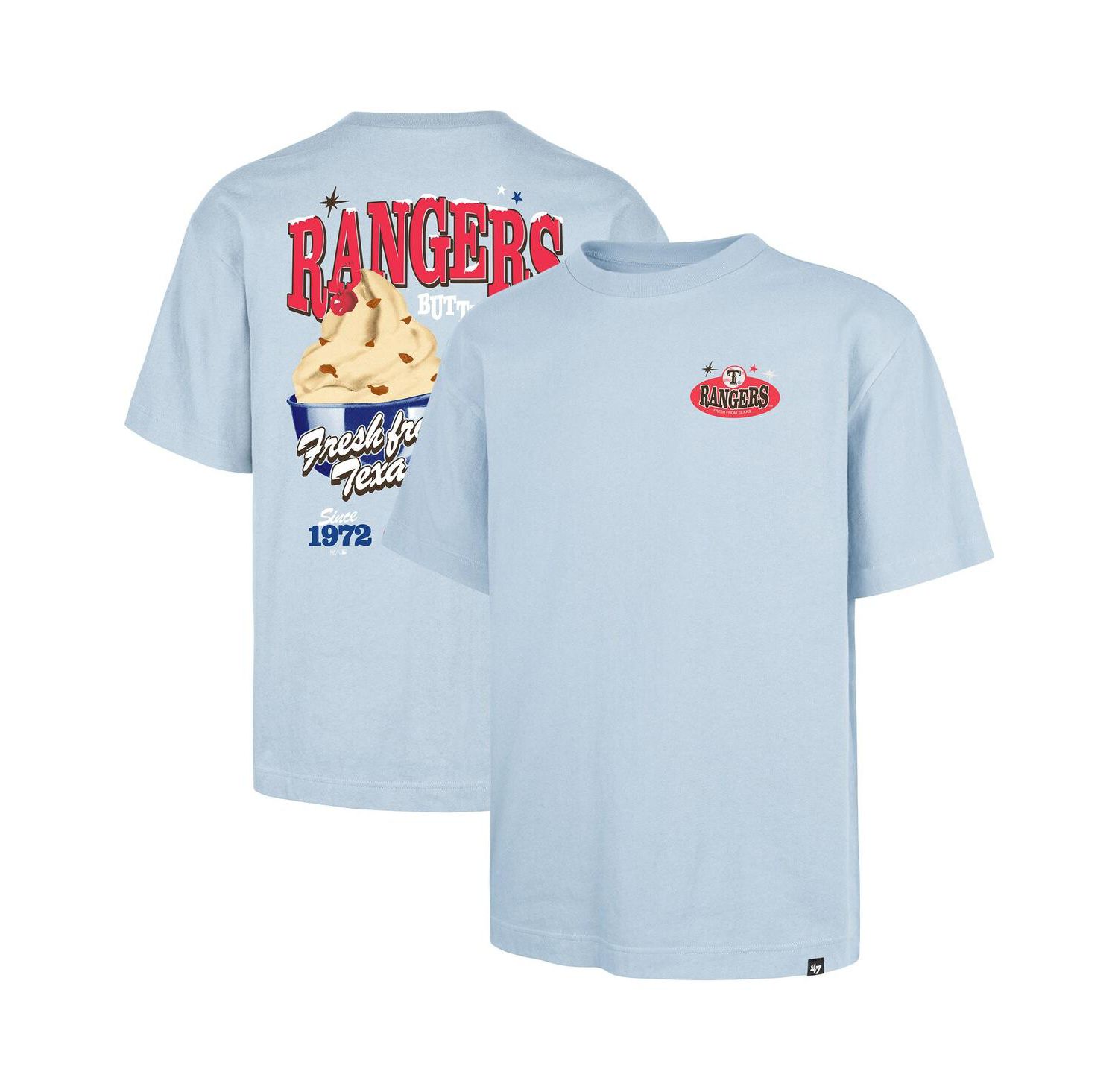 Men's Light Blue Texas Rangers Ice Cream Parlor Foundation T-Shirt