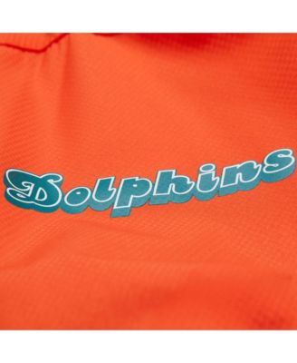Men's Orange/Aqua Miami Dolphins Tie Breaker Vintage Logo Lightweight Anorak Half-Zip Windbreaker