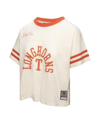 Women's Cream Texas Longhorns Cropped Ringer T-Shirt