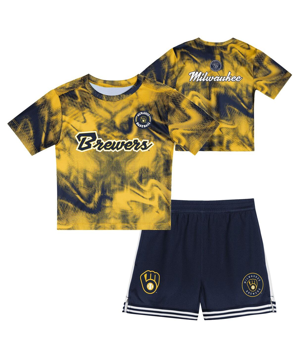 Outerstuff Preschool 2-piece Gold Milwaukee Brewers Hitter Infielder Set In Yellow
