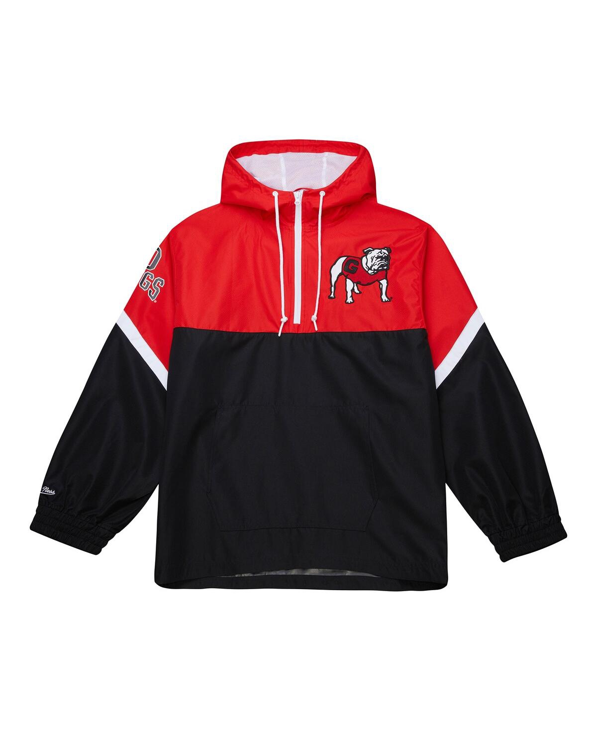 Mitchell & Ness Men's Red/Black Georgia Bulldogs Tie Breaker Logo Vintage Lightweight Anorak Half-Zip Windbreaker