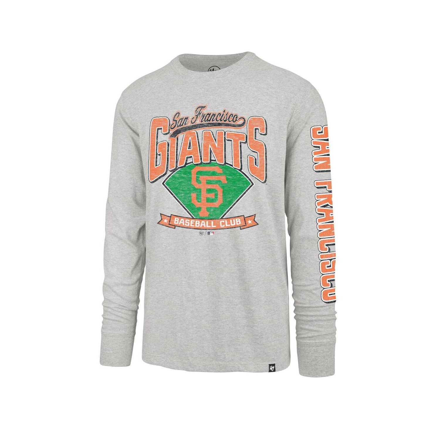 47 Brand Men's Gray San Francisco Giants Big & Tall Distressed Franklin Long Sleeve T-Shirt