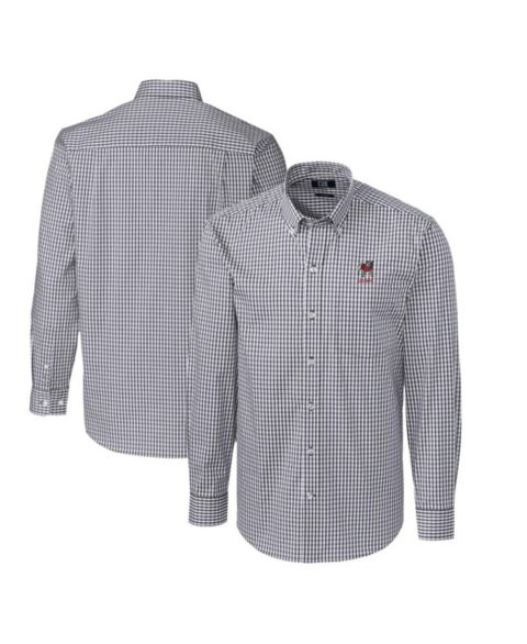 Мужская рубашка Cutter & Buck Charcoal Georgia Bulldogs Alumni Logo Easy Care Stretch Gingham Dress Shirt