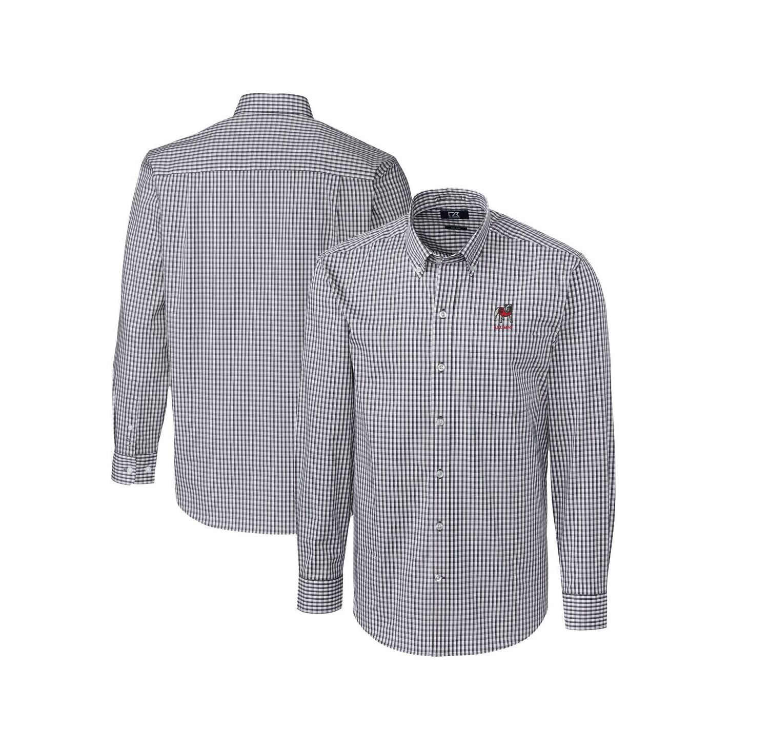 Men's Charcoal Georgia Bulldogs Alumni Logo Easy Care Stretch Gingham Dress Shirt
