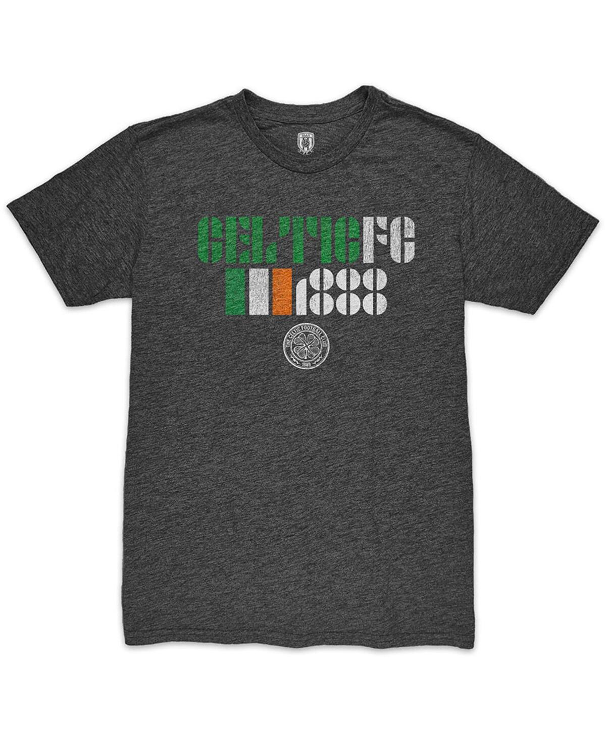 1863fc Men's Heather Black Celtic Retro Vibes Twisted Tri-blend Slub T-shirt In Black