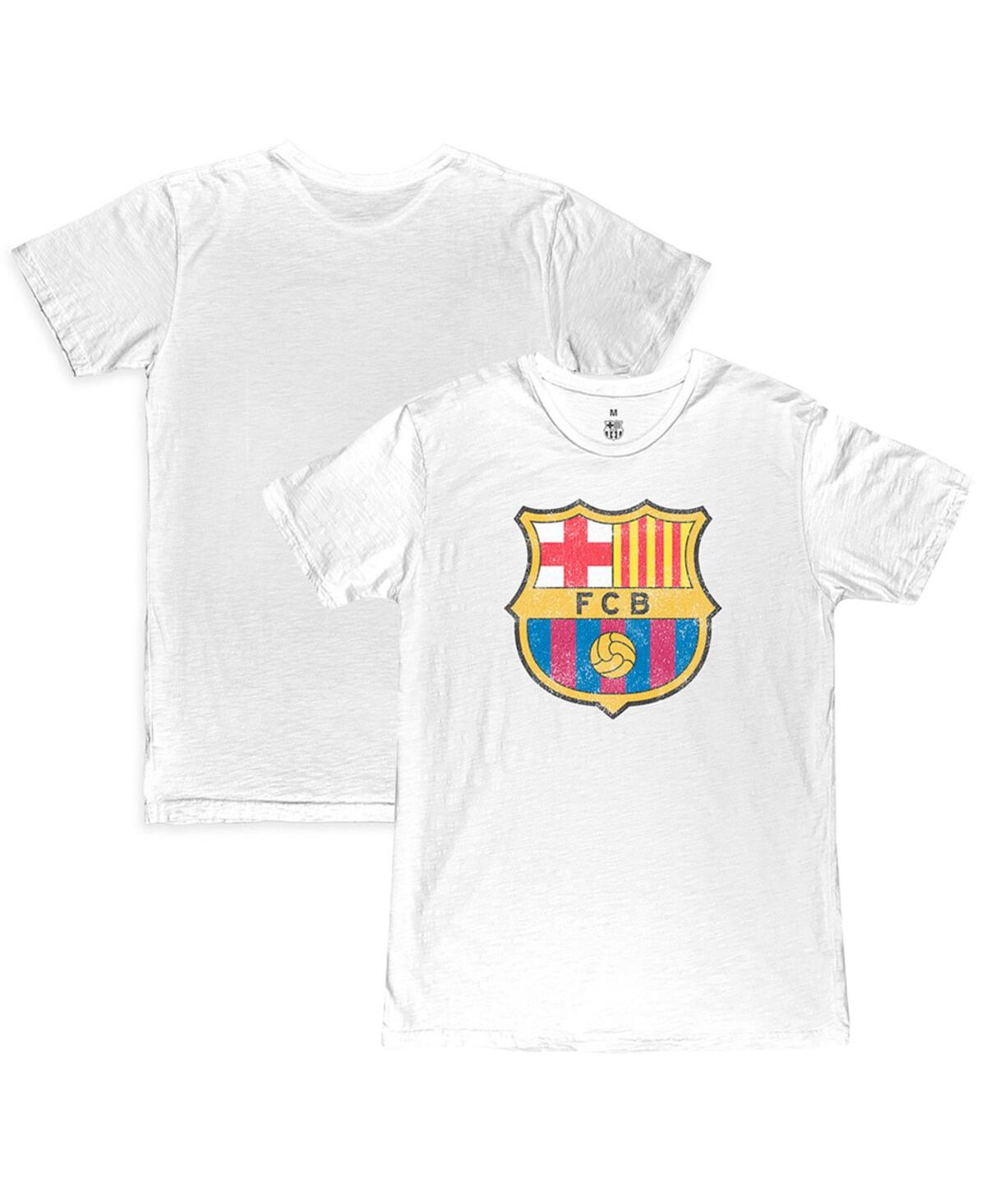 1863fc Men's White Barcelona Color Crest Slub T-shirt In White