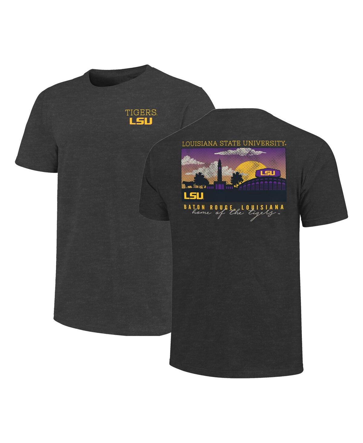 Image One Heather Charcoal Lsu Tigers Big & Tall Campus Scene Core T-shirt In Gray