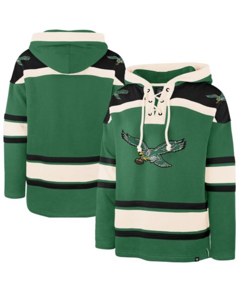 Мужское худи '47 Brand Kelly Green Philadelphia Eagles Throwback Superior Lacer