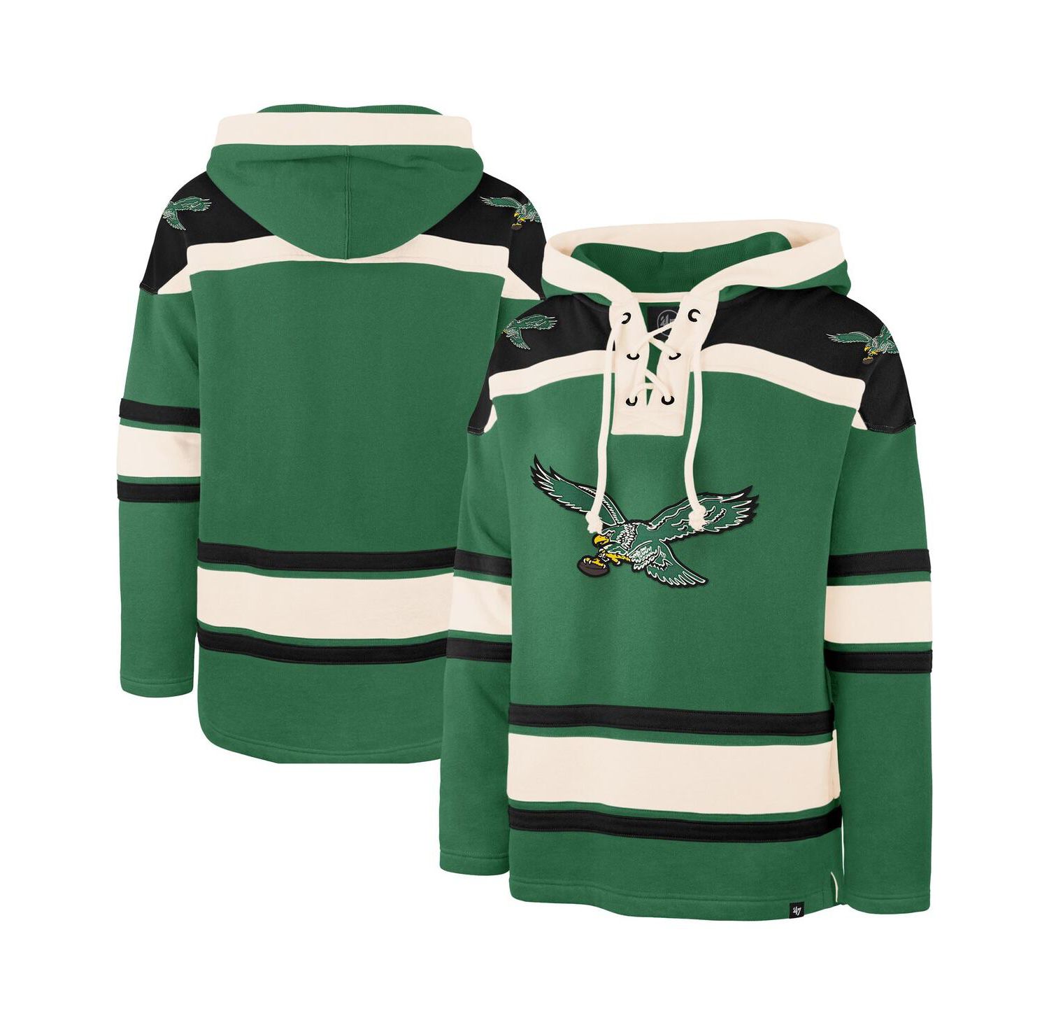 Men's Kelly Green Philadelphia Eagles Throwback Superior Lacer Hoodie
