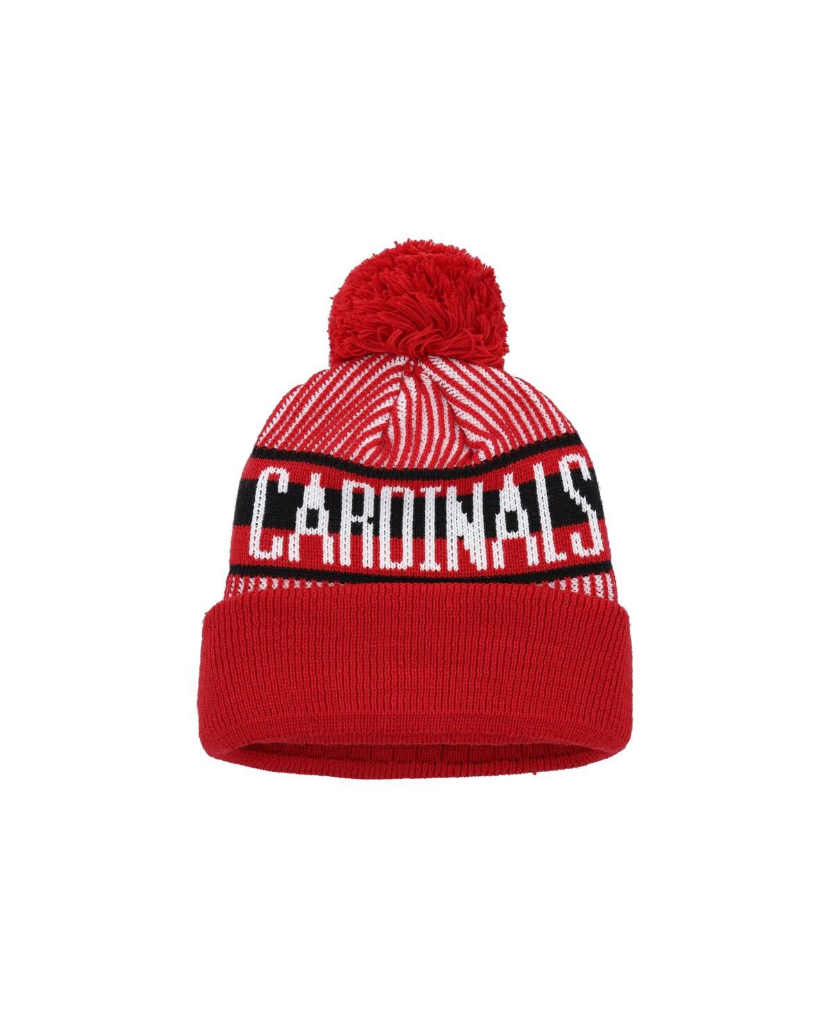 New Era Big Boys And Girls Cardinal Arizona Cardinals Striped Cuffed With Pom Knit Hat In Red