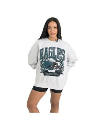 Women's Gray Philadelphia Eagles Heritage Premium Fleece Pullover Sweatshirt