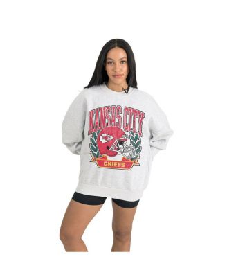 Women's Gray Kansas City Chiefs Heritage Premium Fleece Pullover Sweatshirt