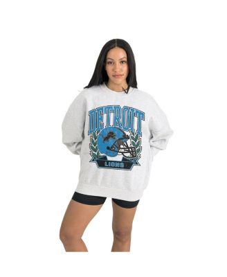 Women's Gray Detroit Lions Heritage Premium Fleece Pullover Sweatshirt