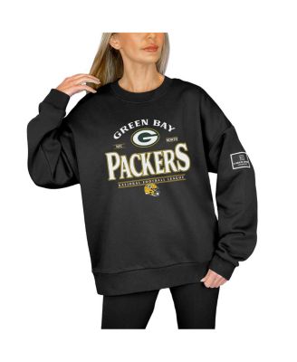 Women's Black Green Bay Packers Oversized Players Only Black Label Pullover Sweatshirt