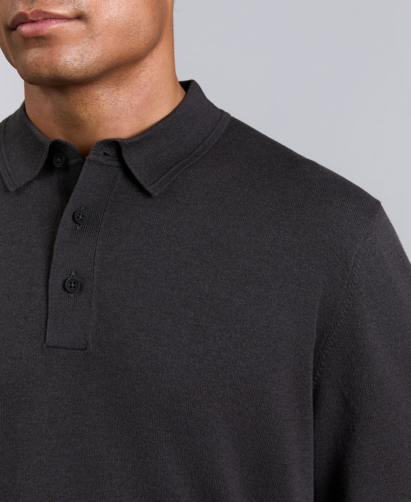 Мужской свитер Kenneth Cole Long Sleeve Polo Sweater, цвет: Charcole — фото 4
