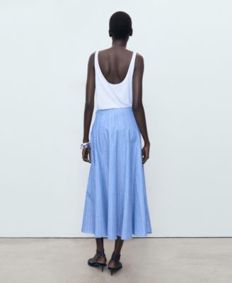 Women's Striped Linen-Blend Skirt