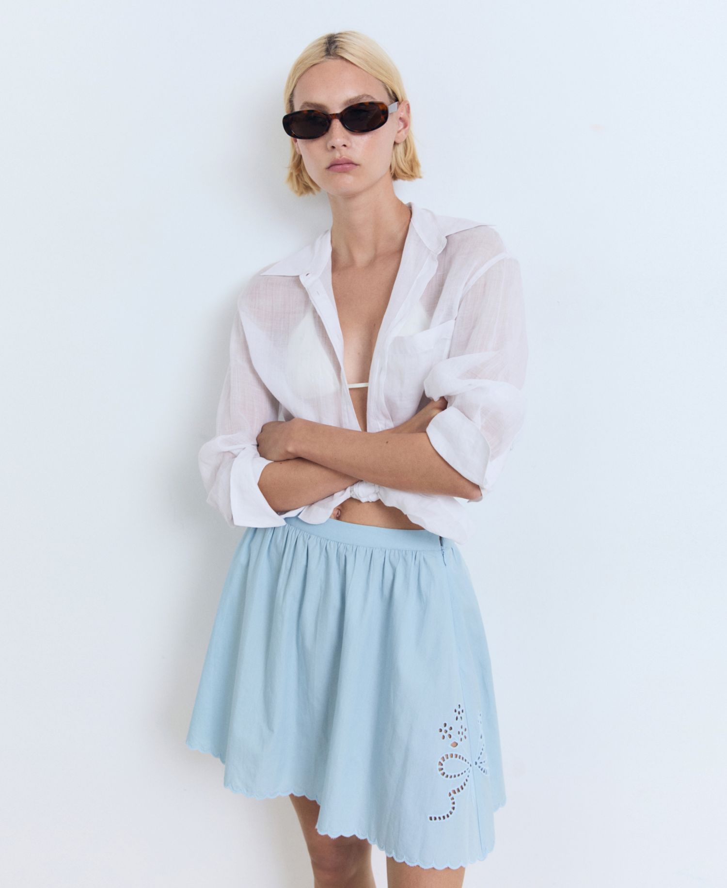 Women's Scalloped Hem Embroidered Skirt