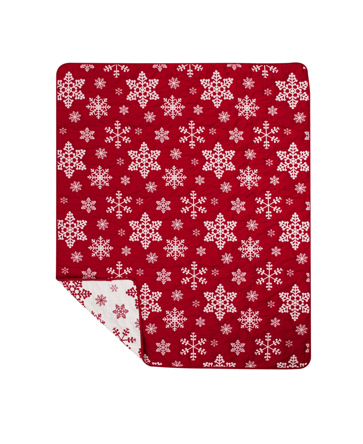 Greenland Home Fashions Snowflakes Jacquard Woven Reversible Holiday Throw, 50" X 60" In Red