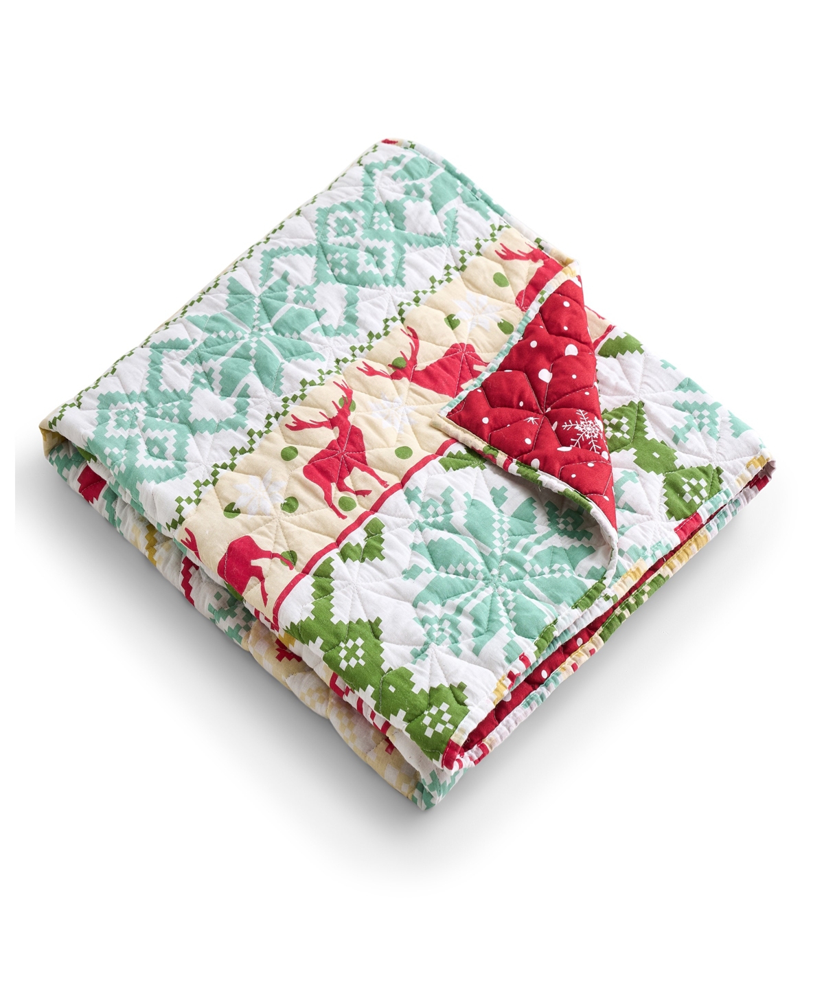 Greenland Home Fashions Fair Isle Snow Reversible Holiday Throw, 50" x 60"