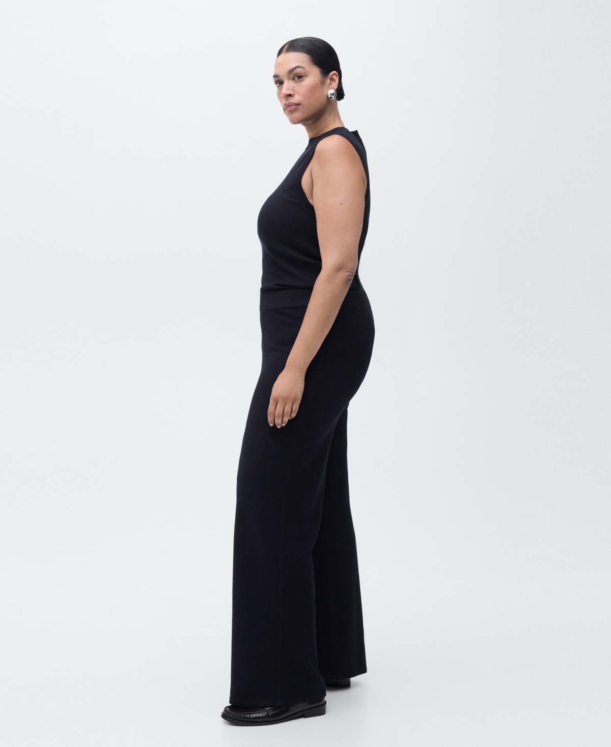Mango Women's Fine-knit Wide Leg Pants In Blue