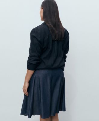 Women's Pleated Denim Skirt