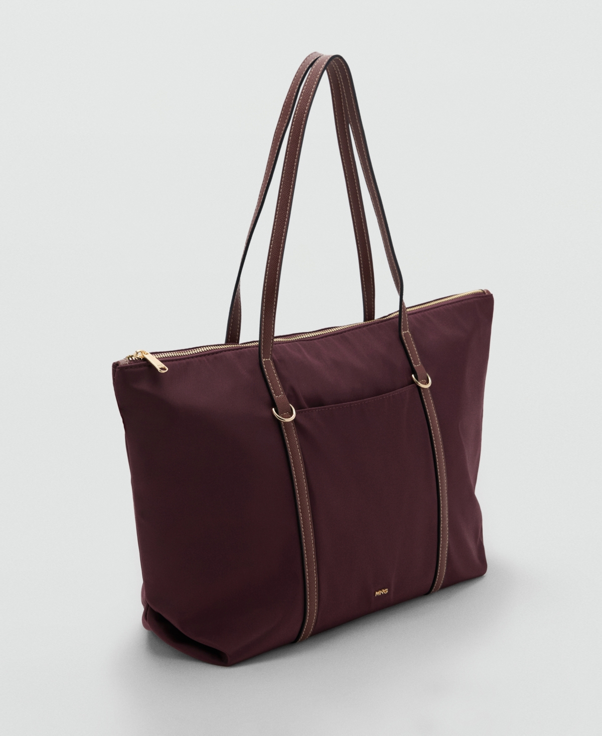 Mango Women's Double Handle Shopper Bag In Burgundy