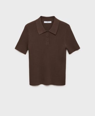 Women's Short-Sleeved Polo-Neck Sweater