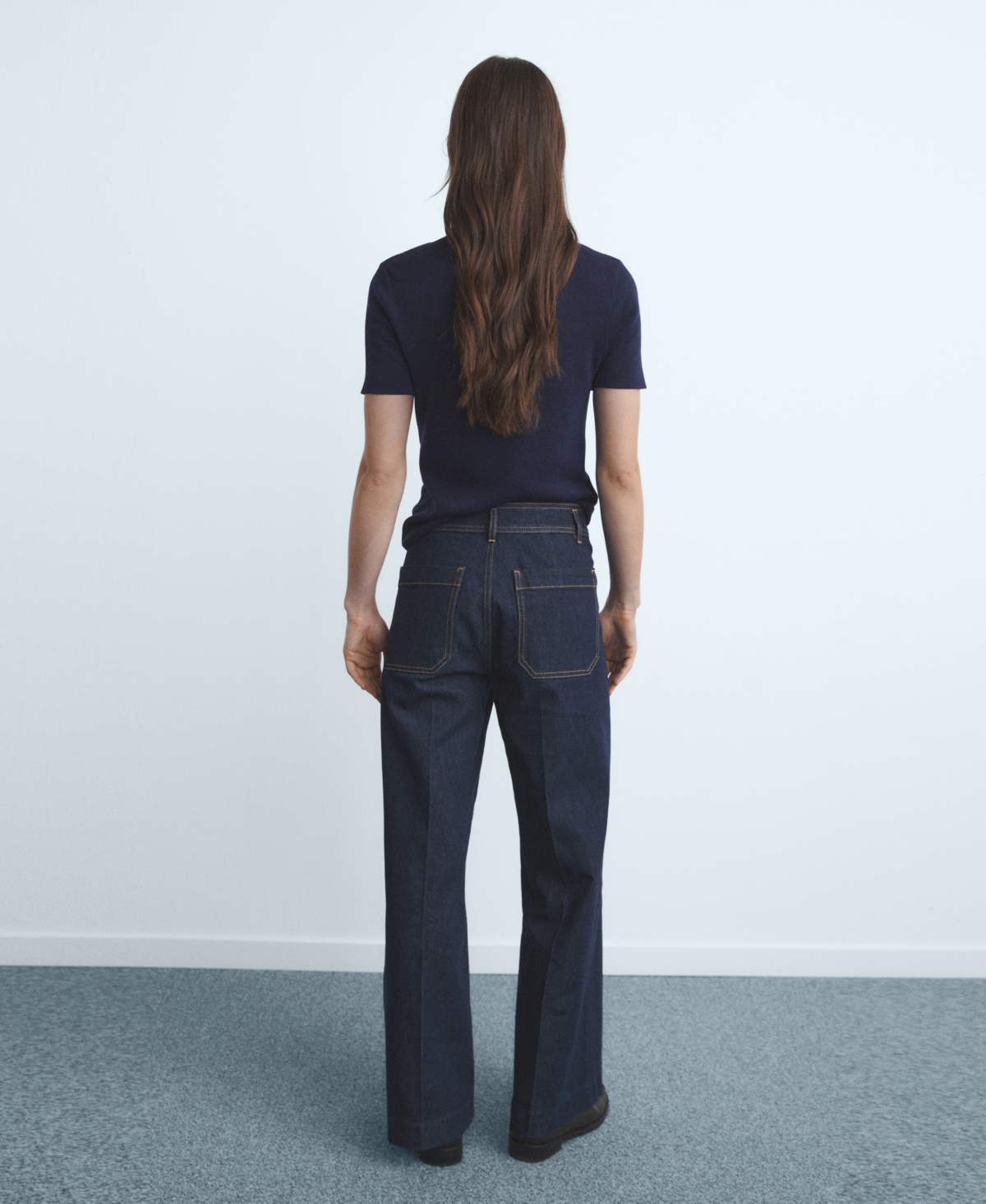 Mango Jessie Patch Pocket Wide Leg Jeans In Blue