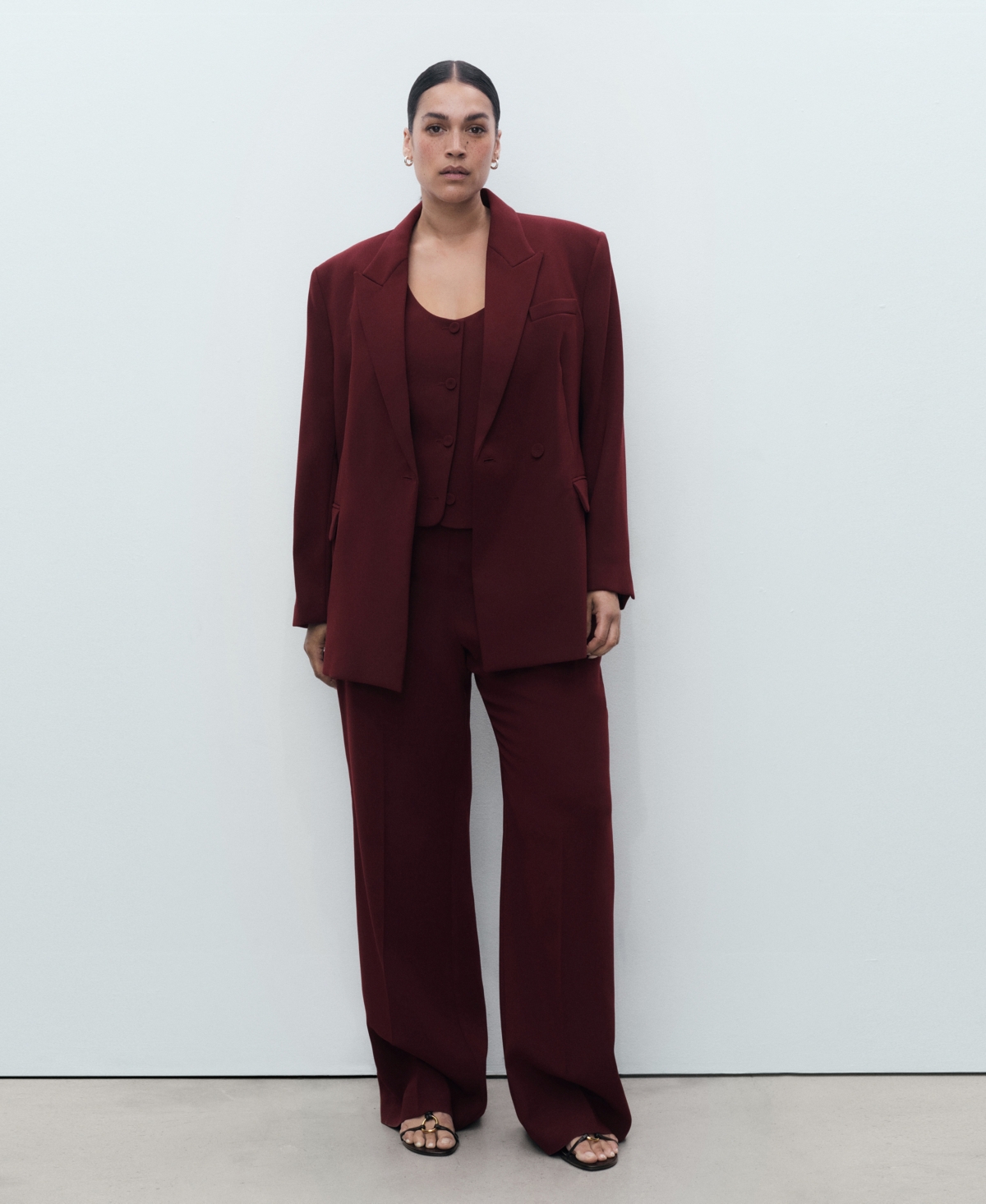 Mango Women's Straight Mid-rise Suit Pants In Burgundy
