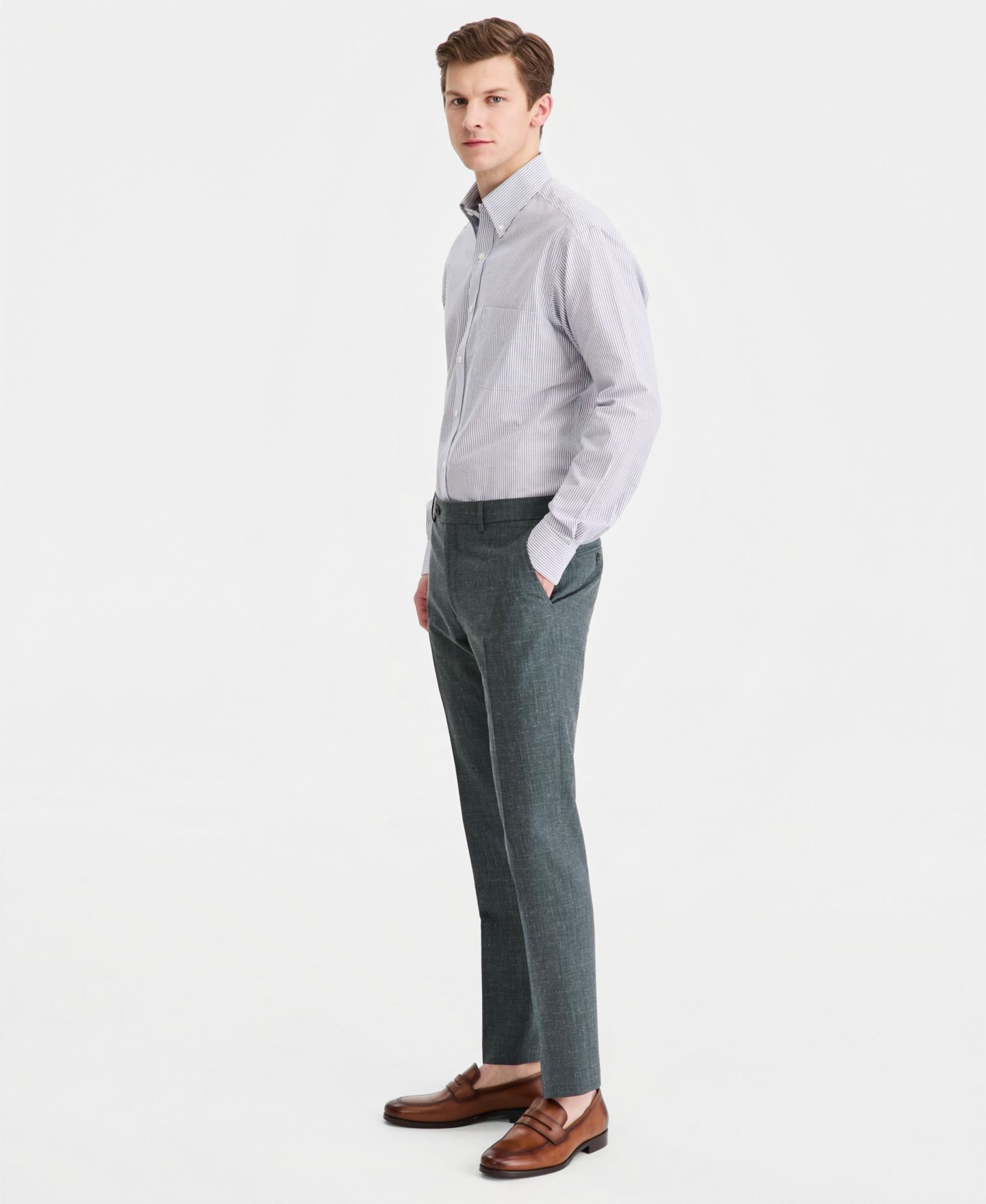 Мужские брюки Tommy Hilfiger Modern-Fit Wool Silk Linen Suit Separates, цвет: Зелёный — фото 5