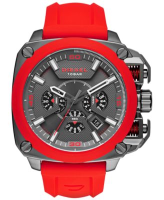 Diesel - Men's Chronograph BAMF Red Silicone Strap Watch 52x57mm DZ7368