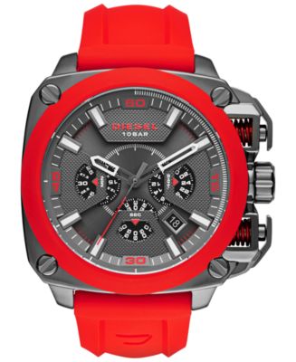 Diesel Men's Chronograph BAMF Red Silicone Strap Watch 52x57mm