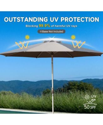 9FT Outdoor Patio Umbrella with Push Button Tilt and Crank Wind Vent