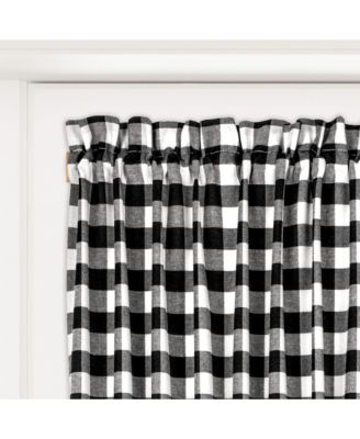 Buffalo Check Gingham Custom Window Curtain Treatments - Single Curtain Panel 42 in. W x 63 in. L, Black