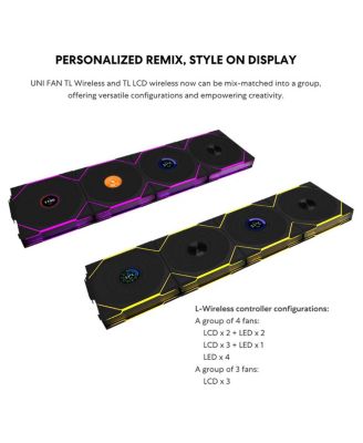 UNI FAN TL Wireless 120mm ARGB Case Fan with Controller, White, 3-Pack