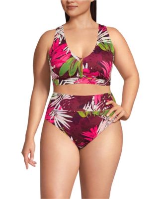 Plus Size V-Neck Bikini and High Waisted Bottom Swimsuit Set