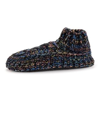 Women's Icelandic Space Dye Marl Cabled Cuff Booties, Pearl, L/XL