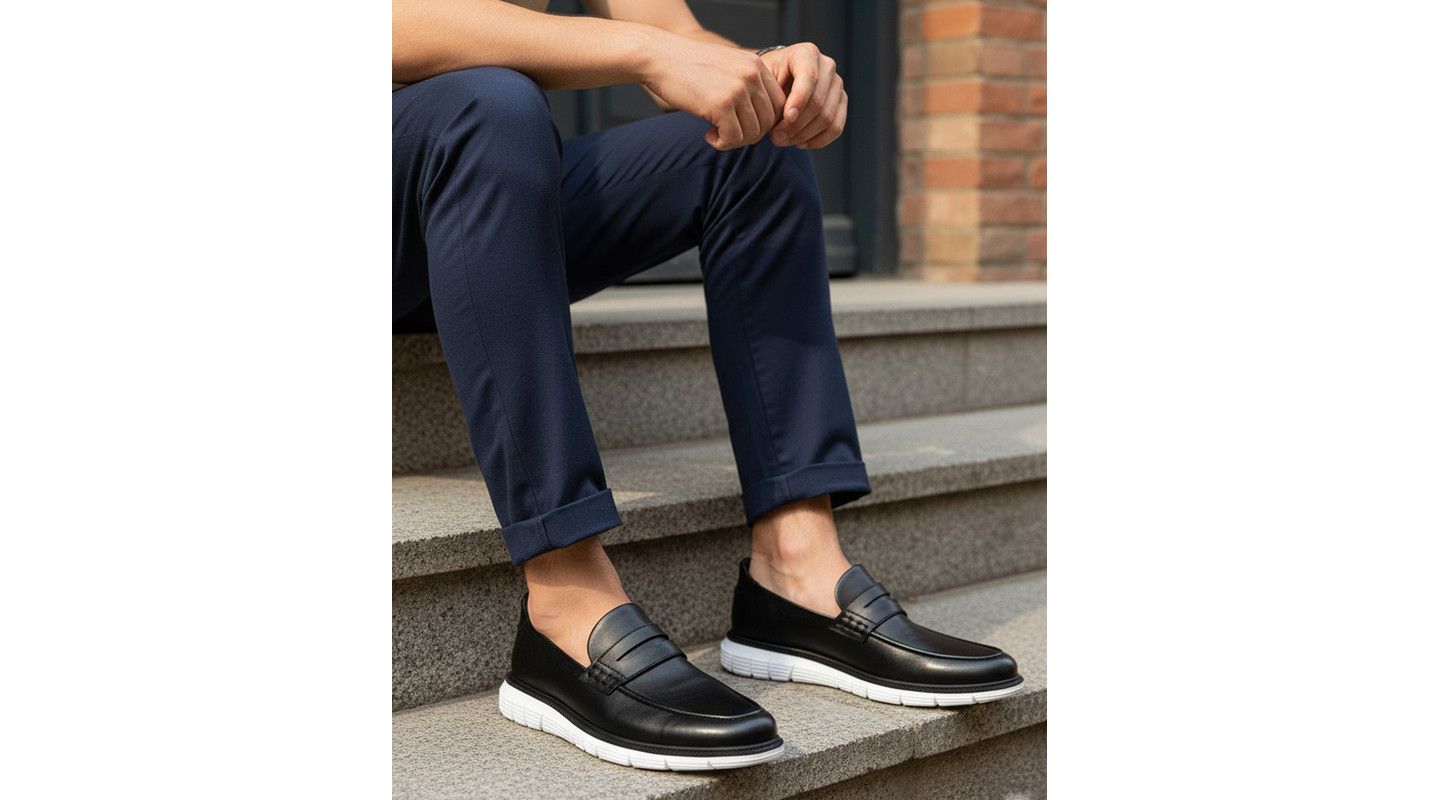 Мужские туфли Marc Joseph New York Empire Street Hands-Free Slip On Technology Lightweight Penny, цвет: Чёрный — фото 3
